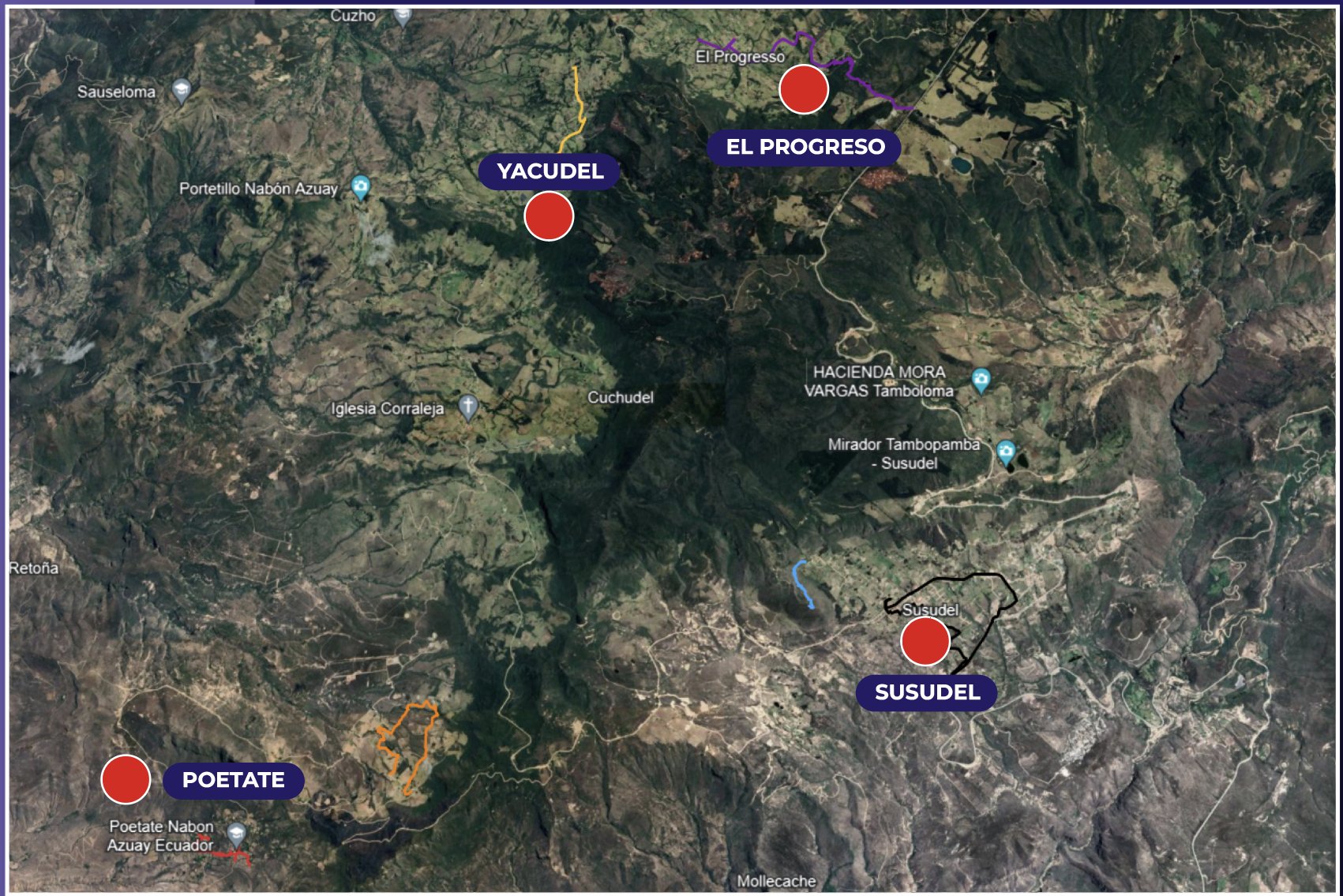 Mapa de las comunidades de intervención de SURVIDA